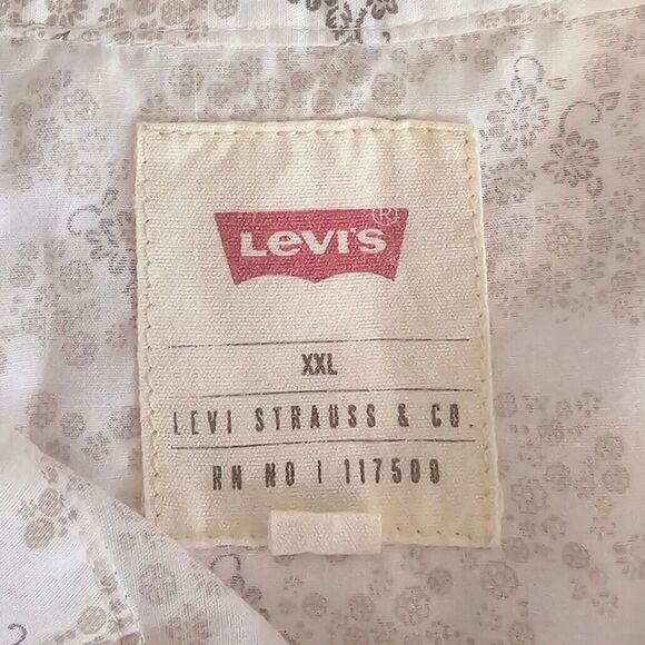 Levi's Strauss & Co. Floral Button Up Shirt White Beige Summer‎ XXL 2XL Western - Picture 3 of 6